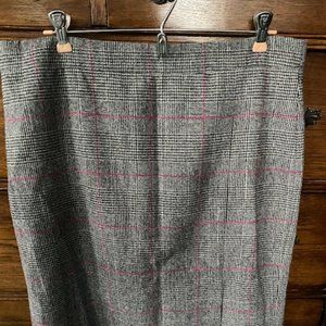 J. Crew Factory Wool Plaid Midi Pencil Skirt with Front Slit Sz 12